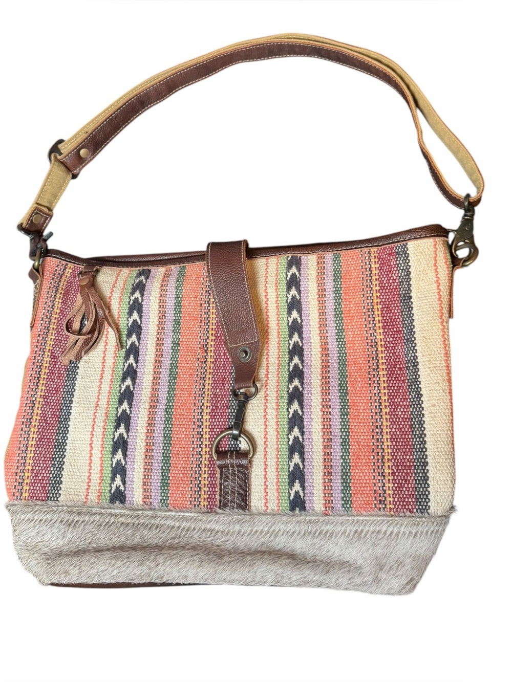 Myra Bag Brown and Multicolor Striped